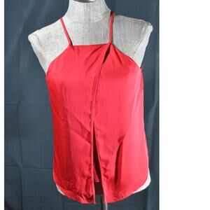 Milly Red Silk Camisole Tank Top Open Front Womens 4